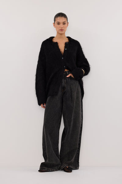 Aude wearing STERLING WASHED BLACK DENIM JEAN