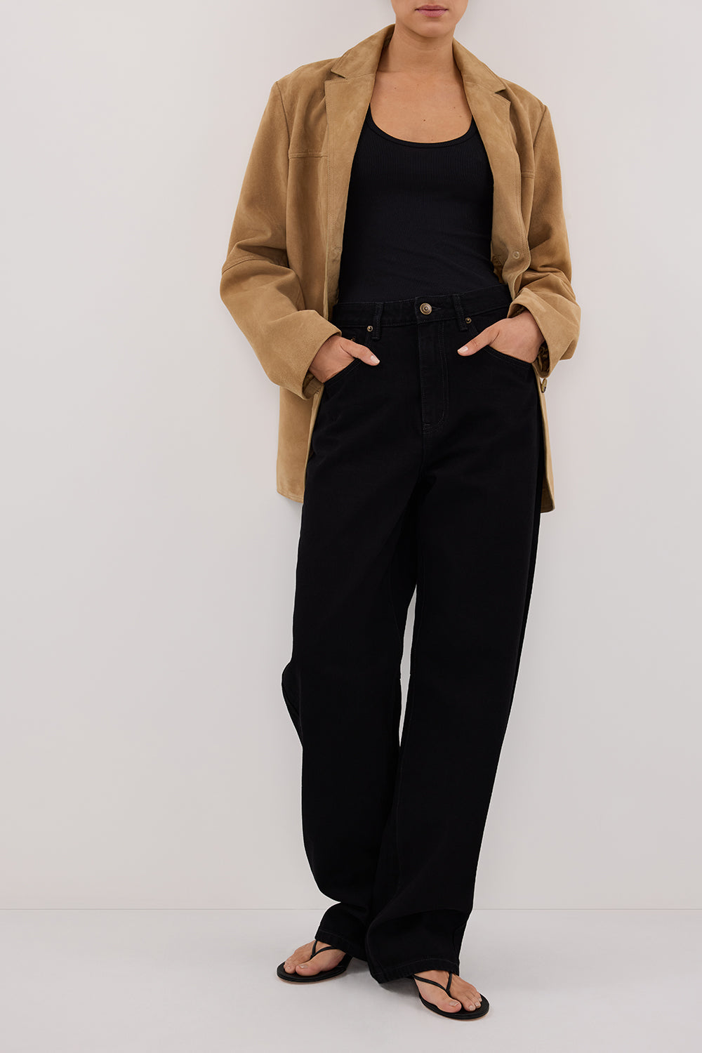 LIV BLACK DENIM BARREL LEG JEAN