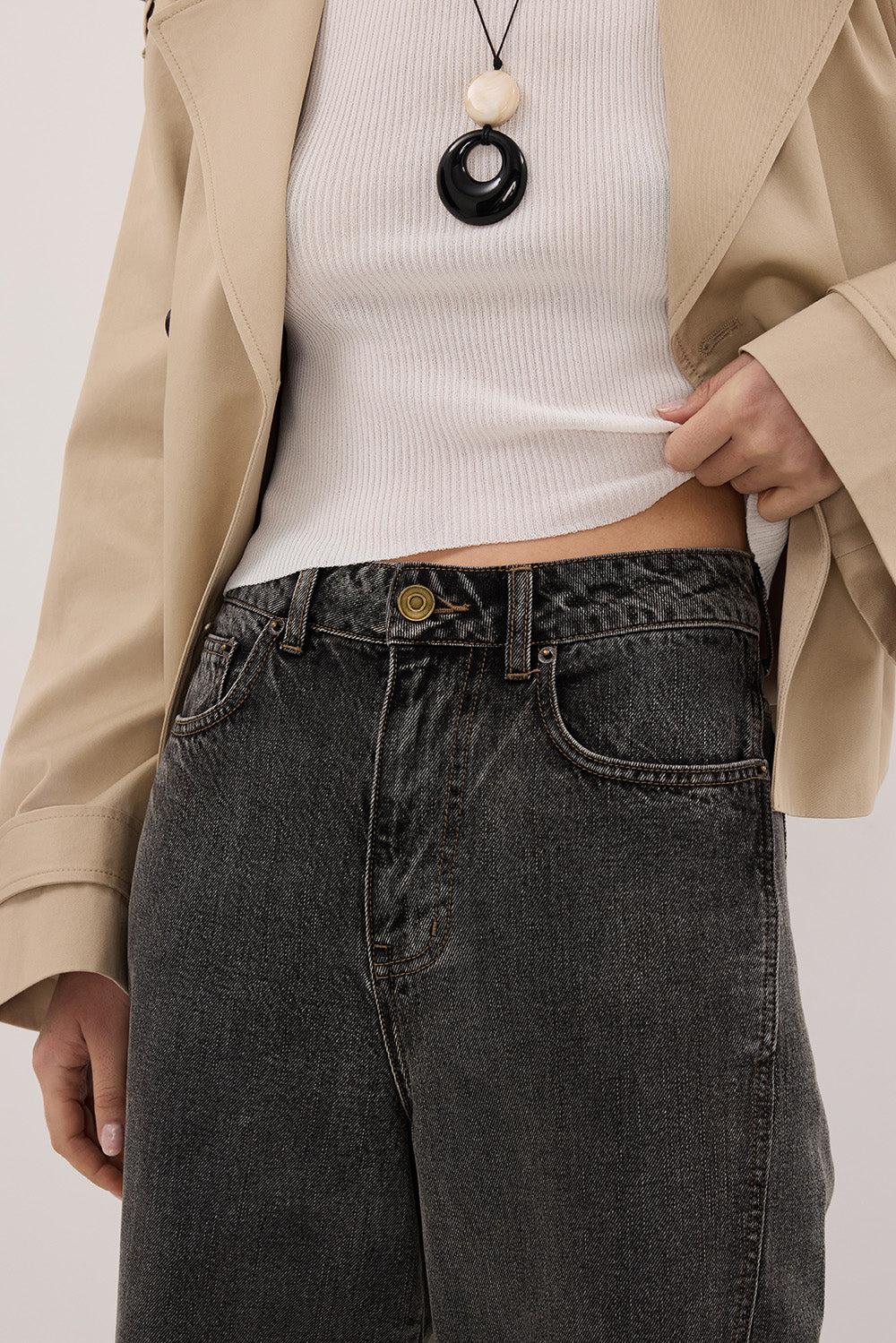 CARSON WASHED BLACK TALL WIDE LEG JEAN