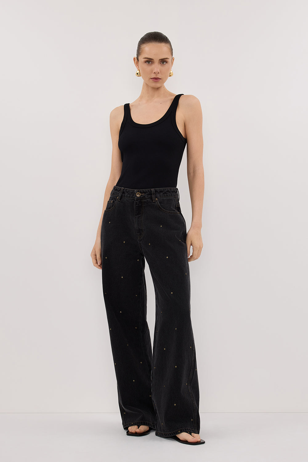 REAGAN 2.0 BLACK RINSE EYELET JEAN – DISSH
