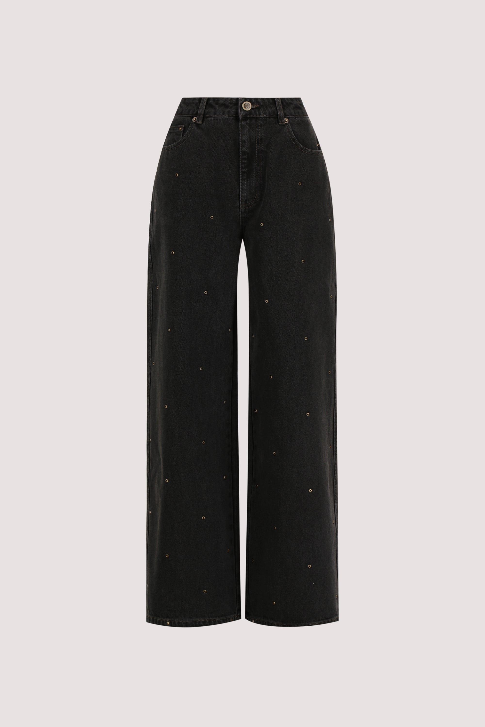 REAGAN 2.0 BLACK RINSE EYELET SLOUCHY JEAN