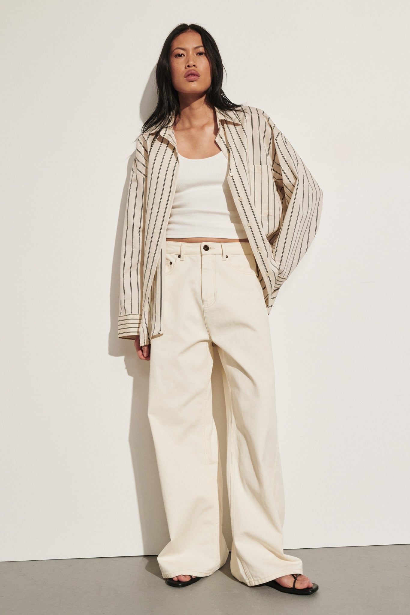 DREW CREAM WIDE LEG DENIM JEAN