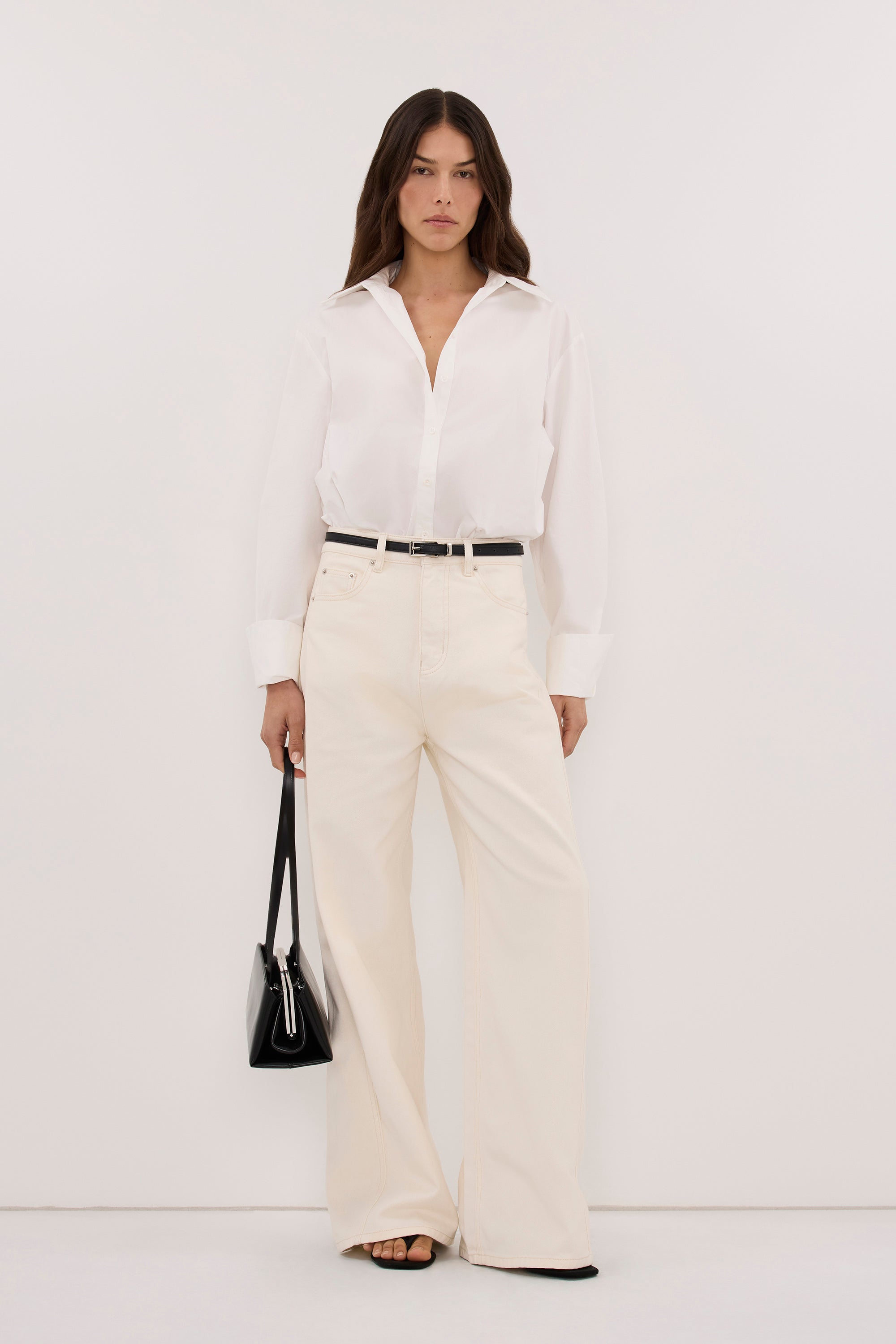 DREW CREAM WIDE LEG DENIM JEAN