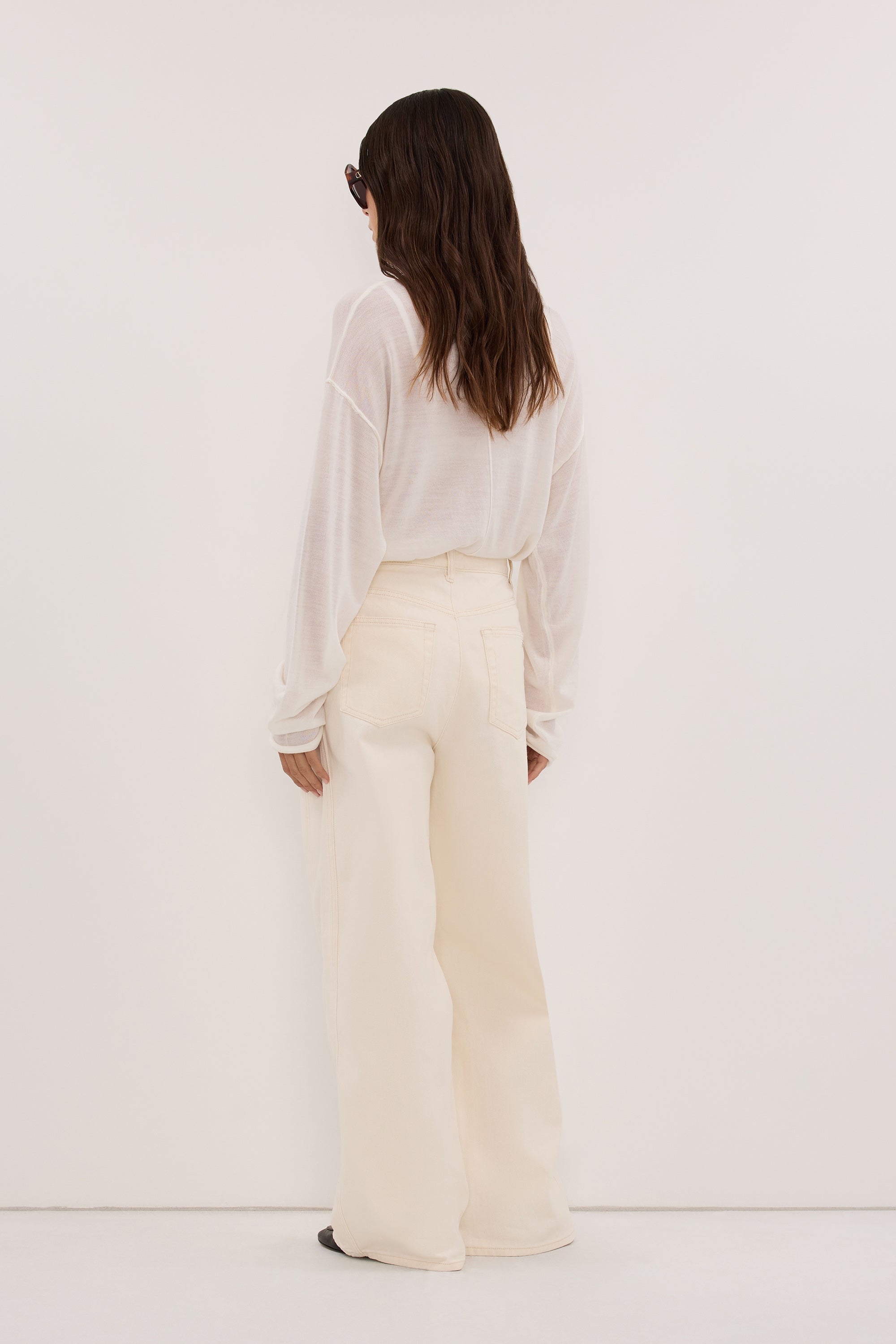 DREW CREAM WIDE LEG DENIM JEAN