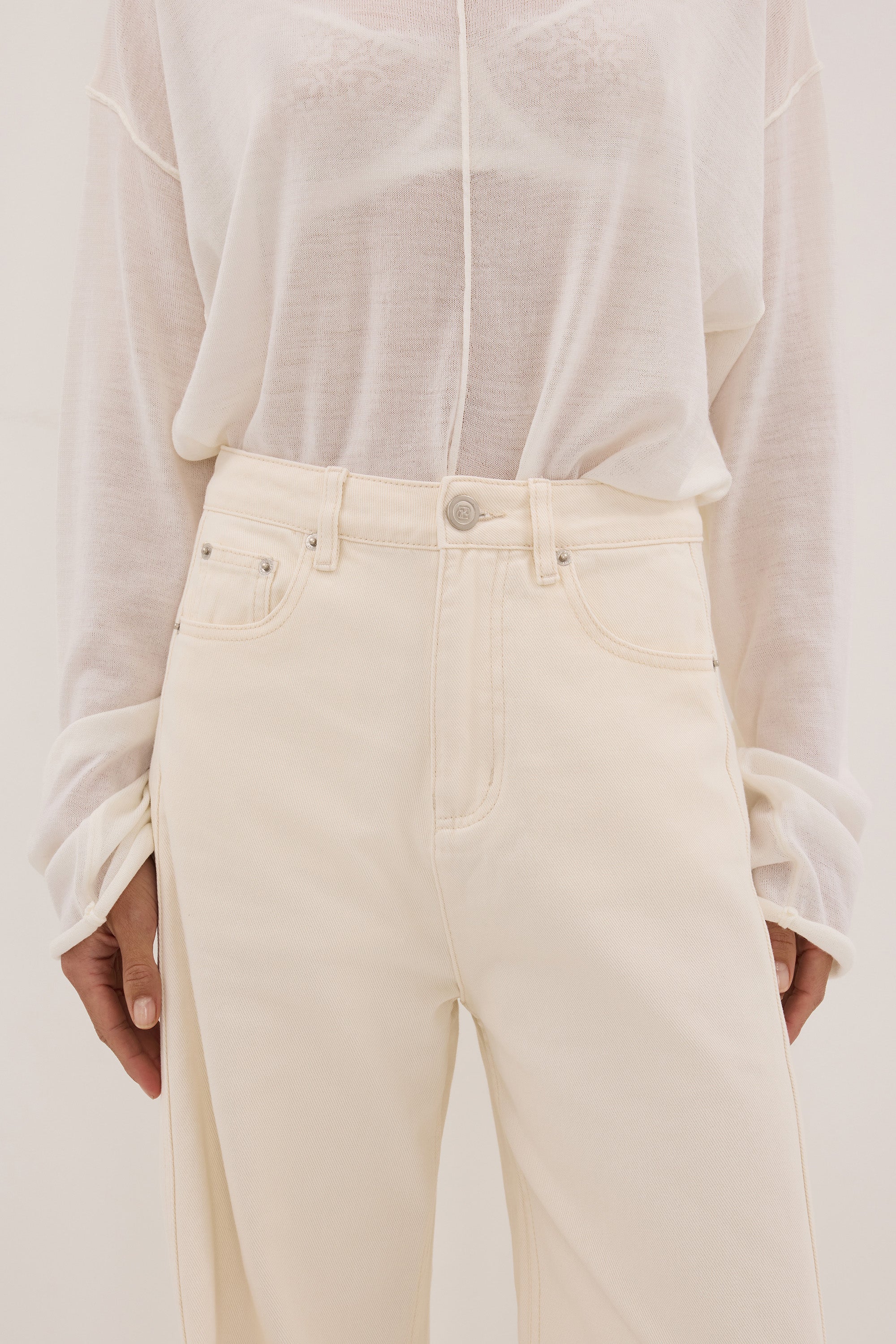 DREW CREAM WIDE LEG DENIM JEAN