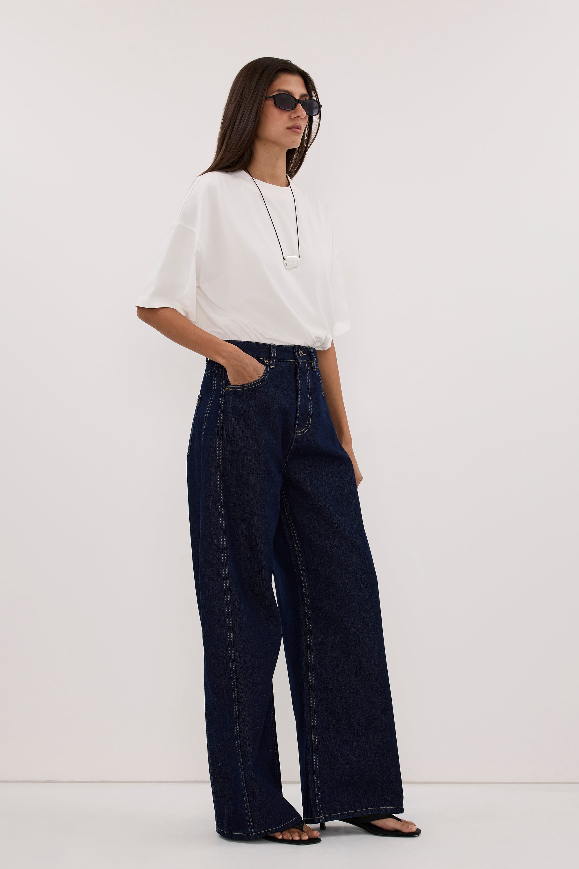 DREW INDIGO WIDE LEG DENIM JEAN