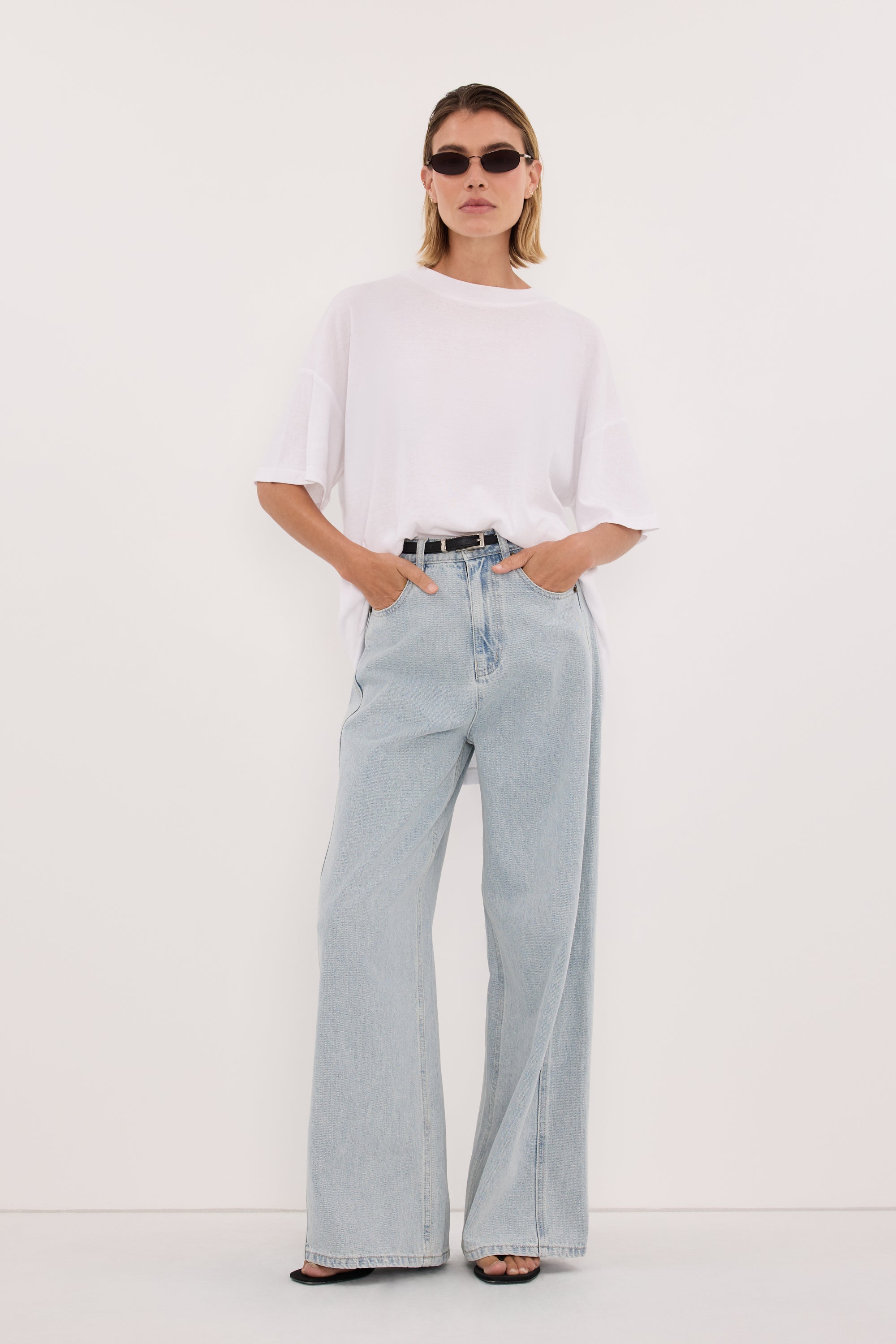 DREW LIGHT RINSE WIDE LEG DENIM JEAN