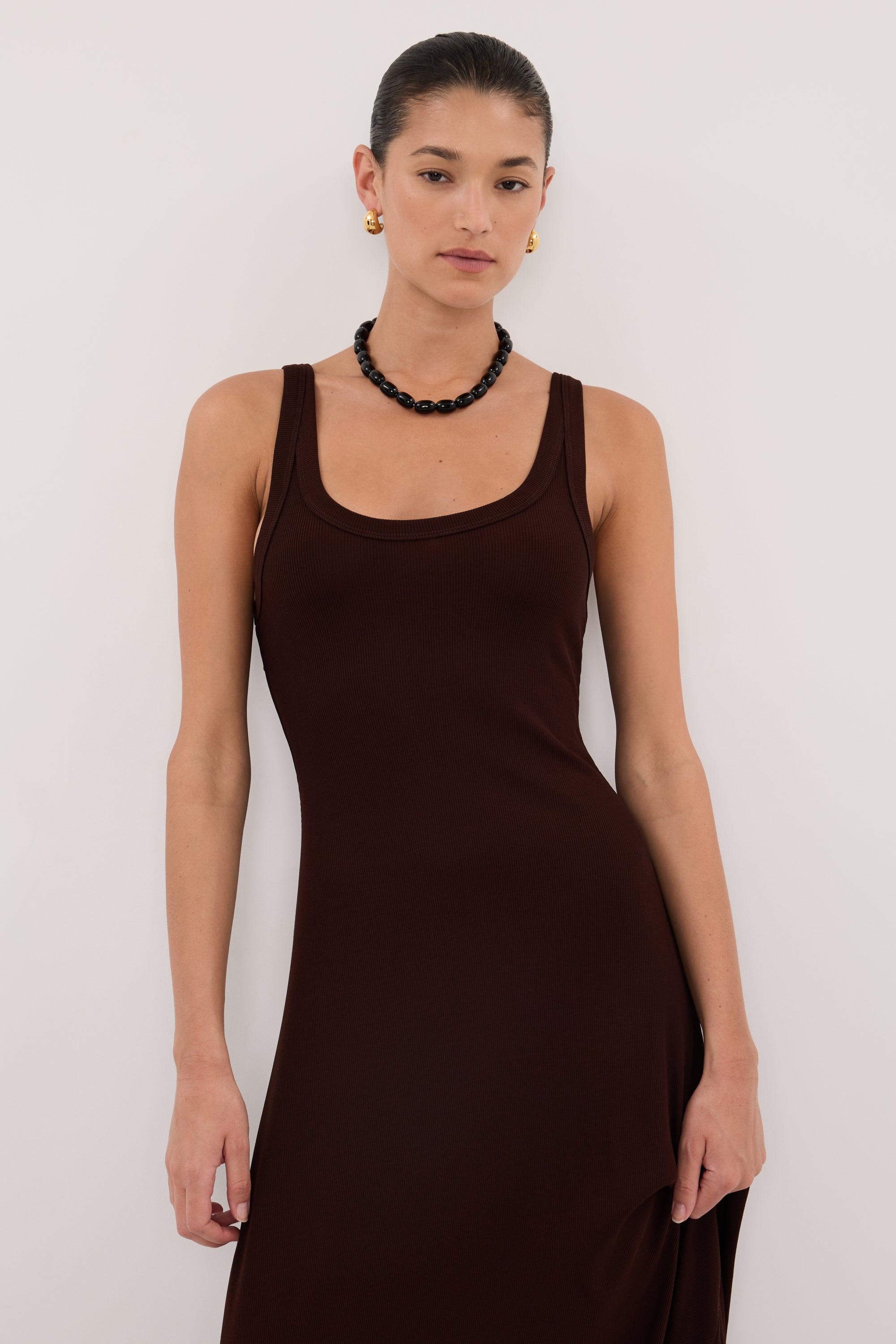 brown strappy dress shoes Taupe Scoop Neck Maternity Bodycon Dress