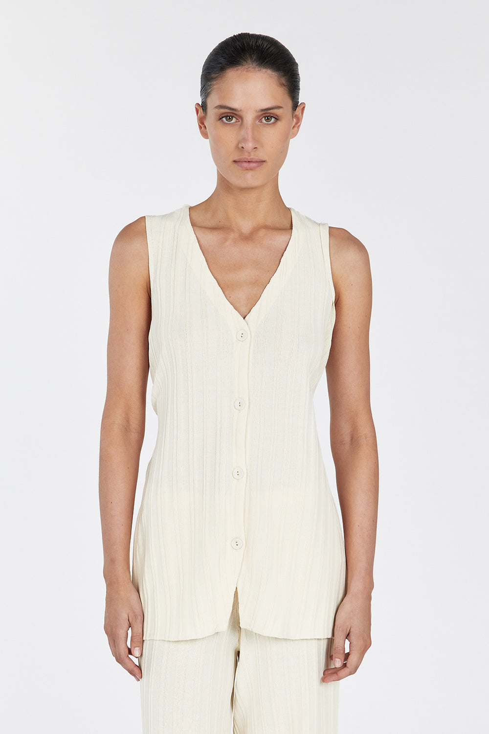 SYLVIA CREAM LONGLINE VEST