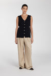 LISA BLACK TAILORED KNIT VEST