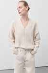 ZELIE CREAM MARLE LONGLINE JUMPER