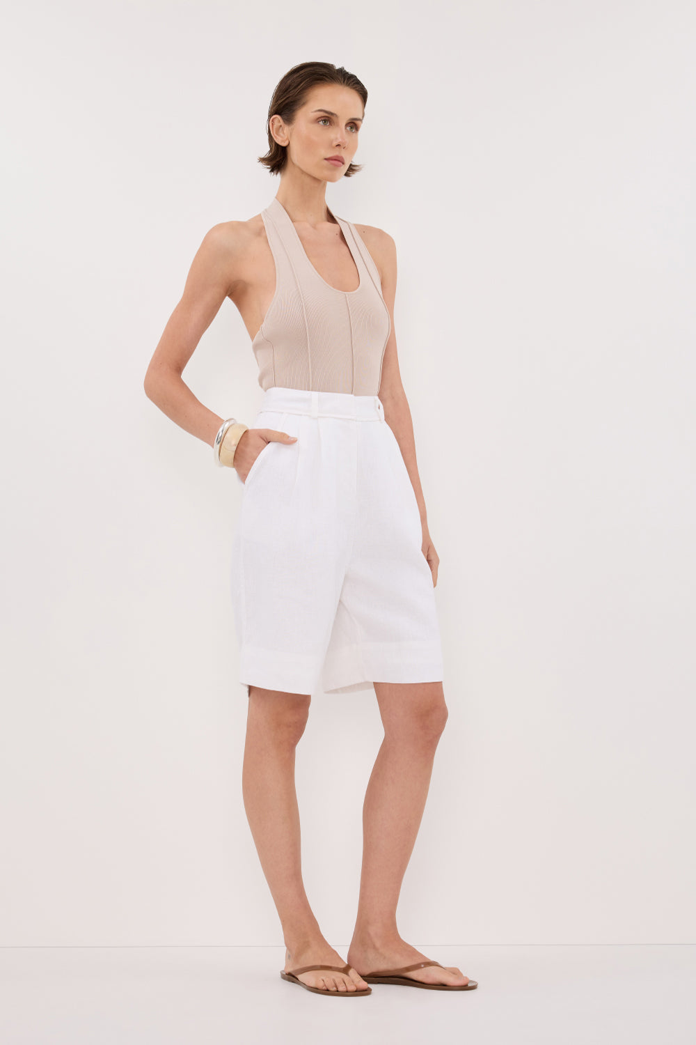 LISS STONE HALTER KNIT TOP