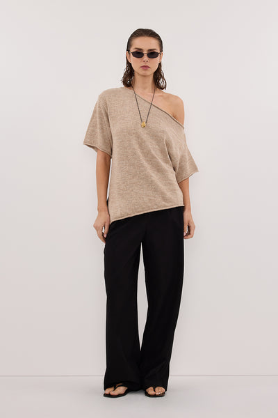 RICK NATURAL ASYM KNIT TOP – DISSH
