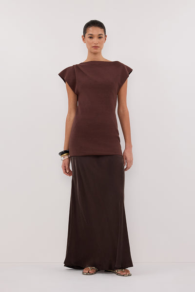Aude wearing LIA WALNUT SLEEVELESS KNIT TOP