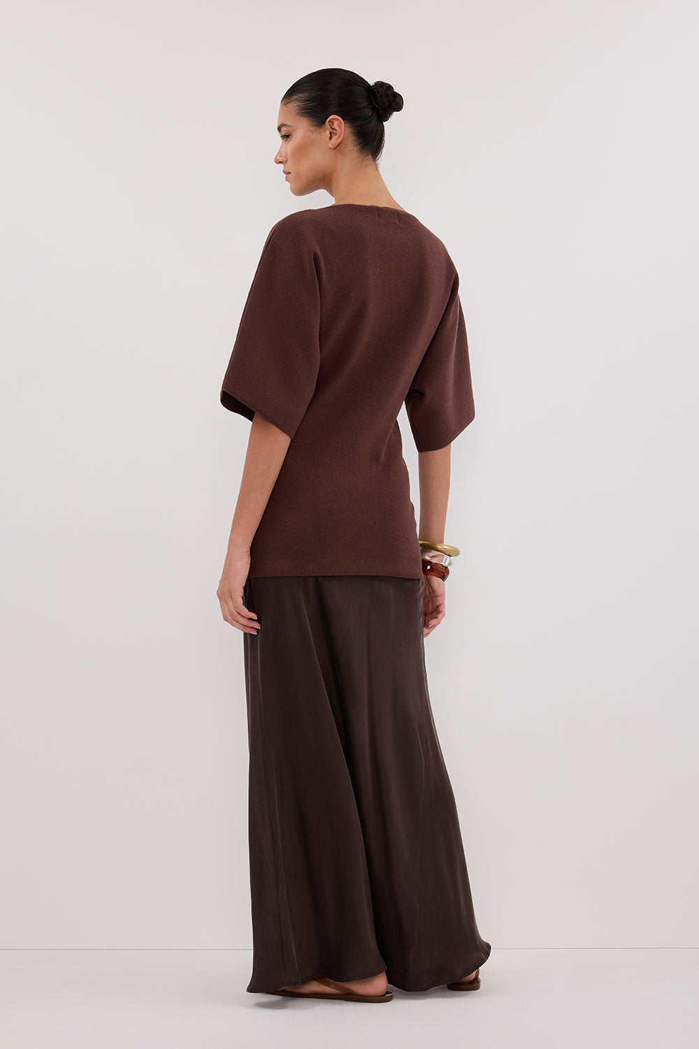 LIA WALNUT SLEEVED KNIT TOP