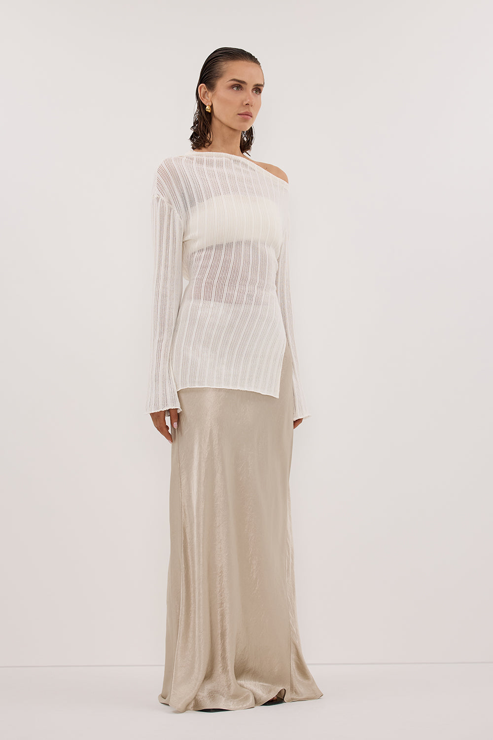 BOWIE IVORY LONG SLEEVE KNIT TOP