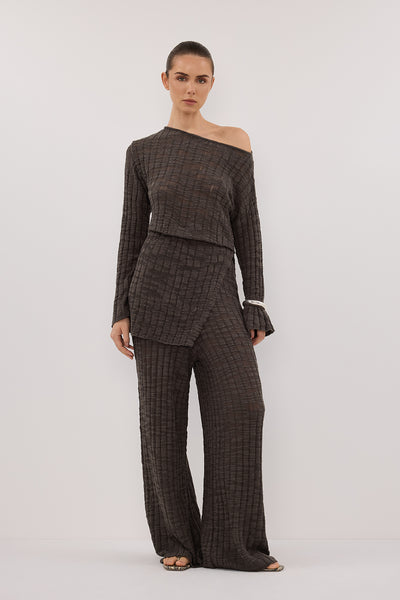 Stas wearing CIA PETROL LONG SLEEVE KNIT TOP