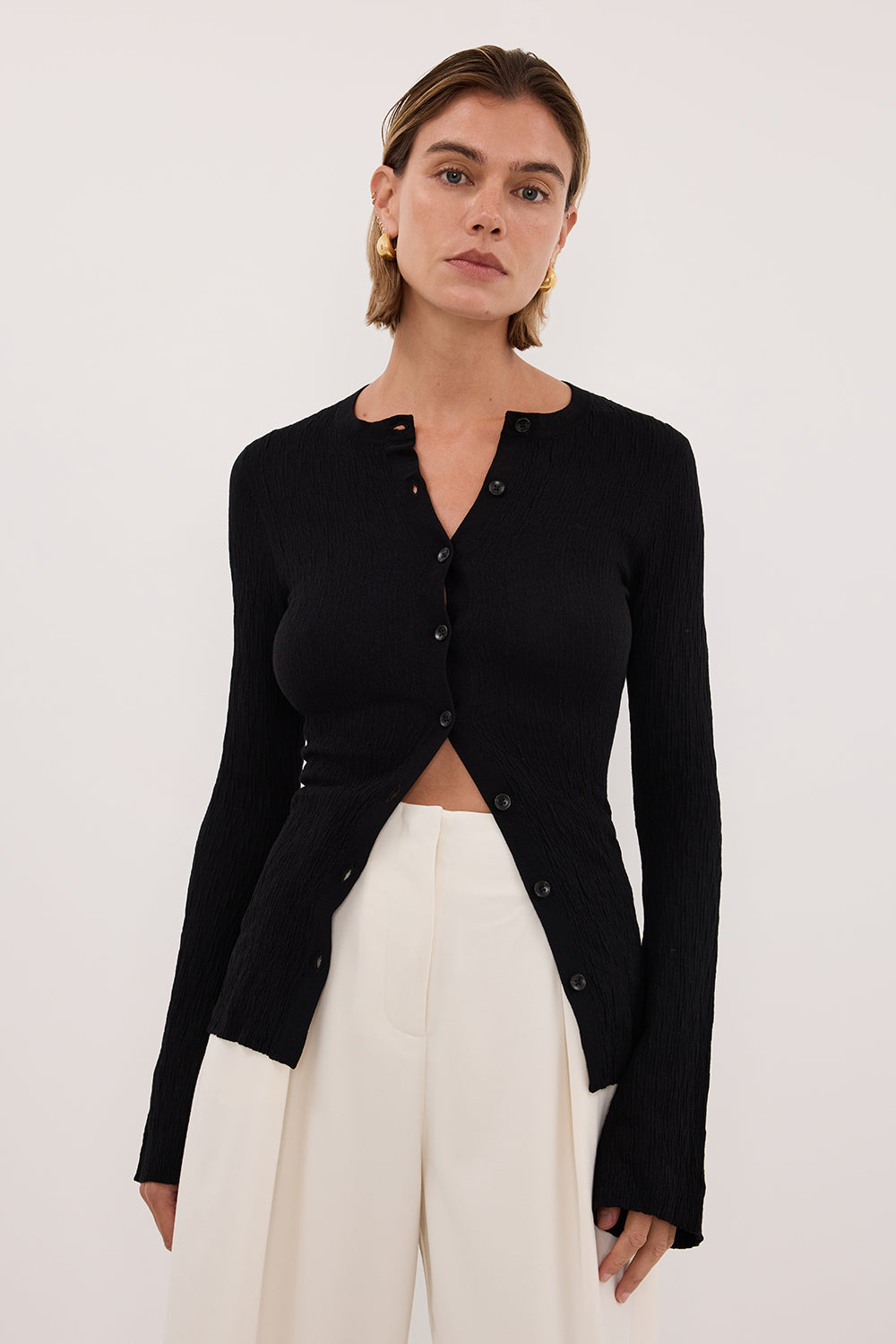 ALIAS BLACK LONG SLEEVE KNIT TOP – DISSH