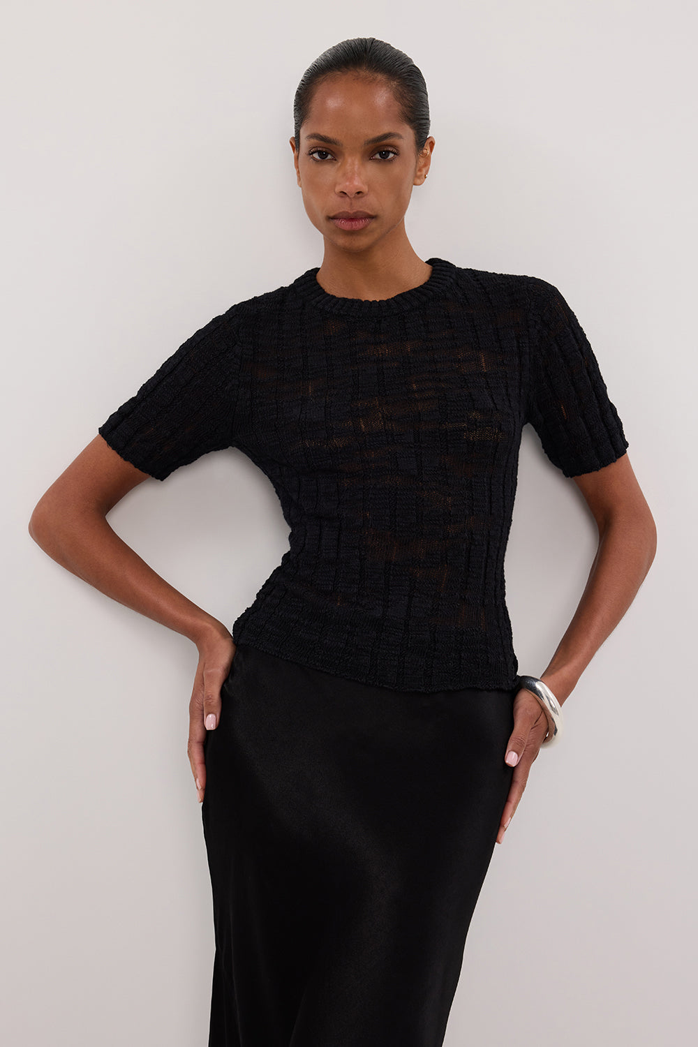 CIA BLACK CAP SLEEVE KNIT TEE