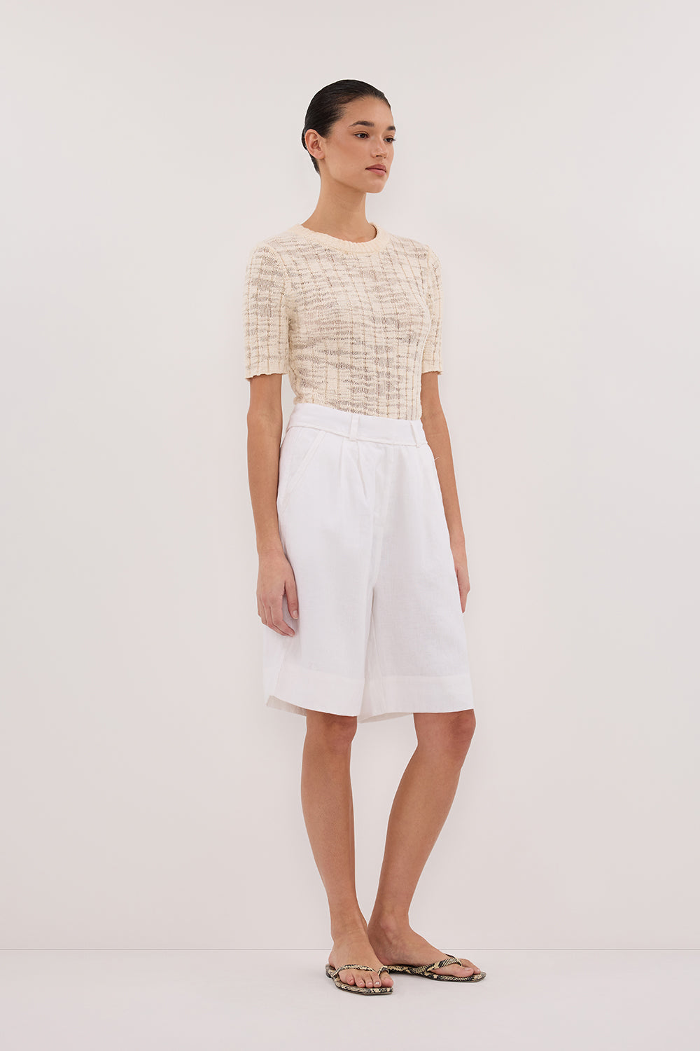 CIA NATURAL CAP SLEEVE KNIT TEE