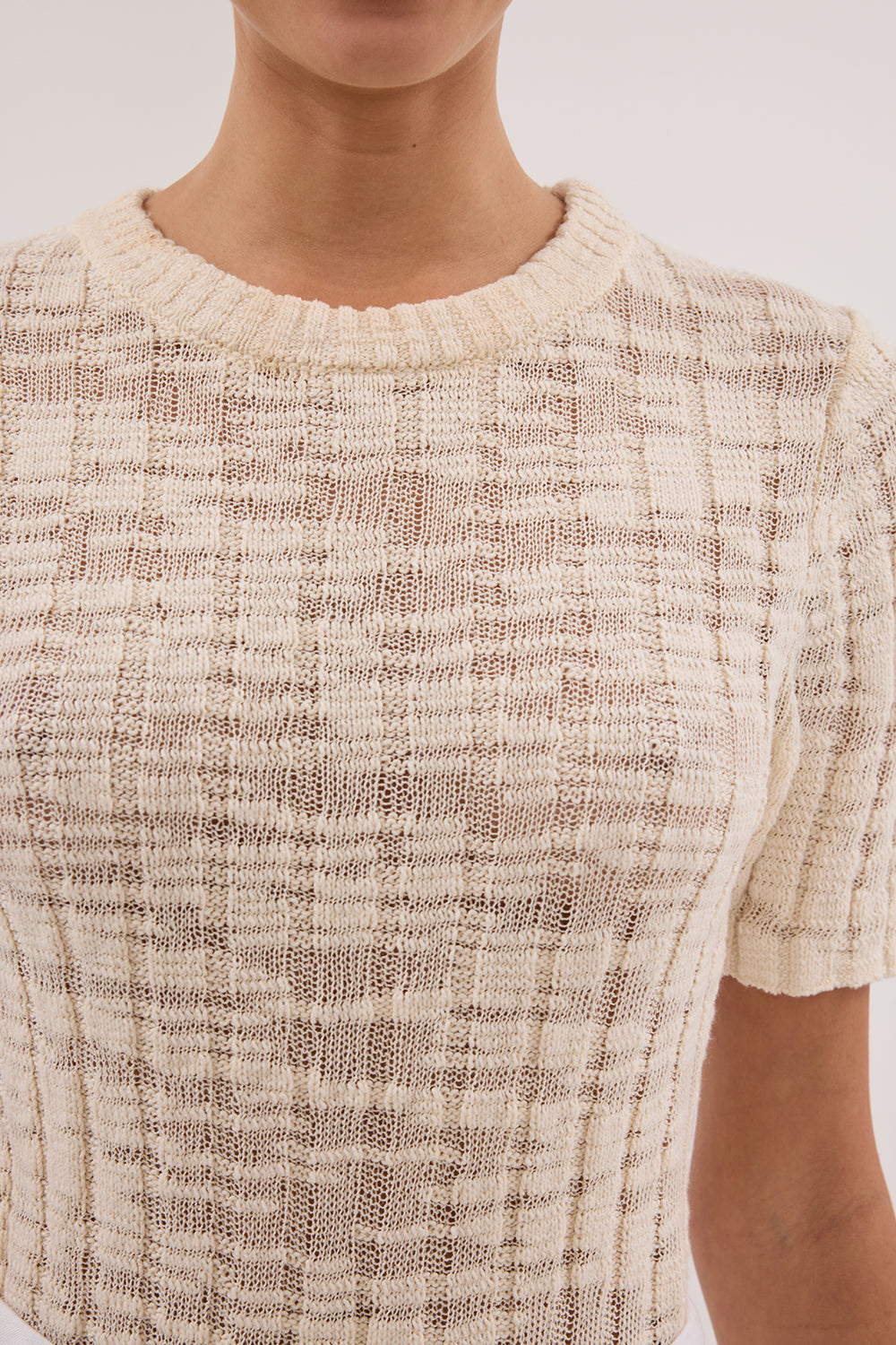 CIA NATURAL CAP SLEEVE KNIT TEE