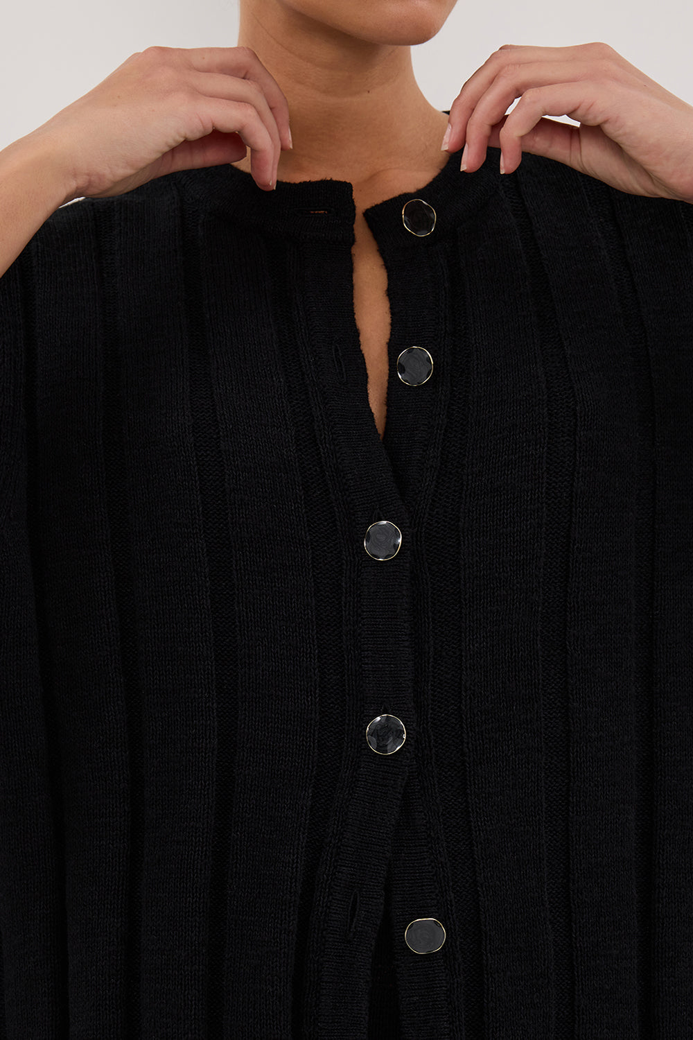 JAZZ BLACK BUTTON KNIT SHIRT