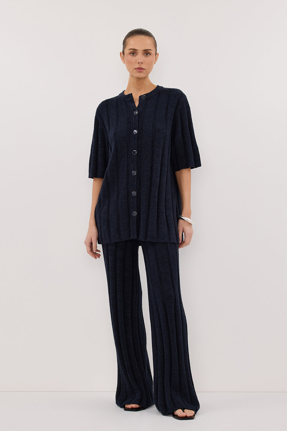 JAZZ INDIGO BUTTON KNIT SHIRT