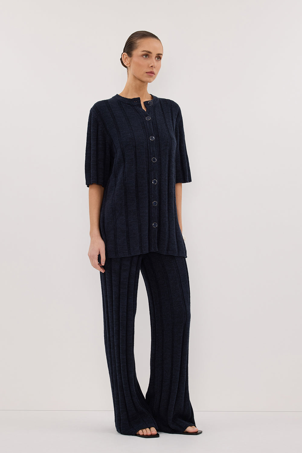 JAZZ INDIGO BUTTON KNIT SHIRT
