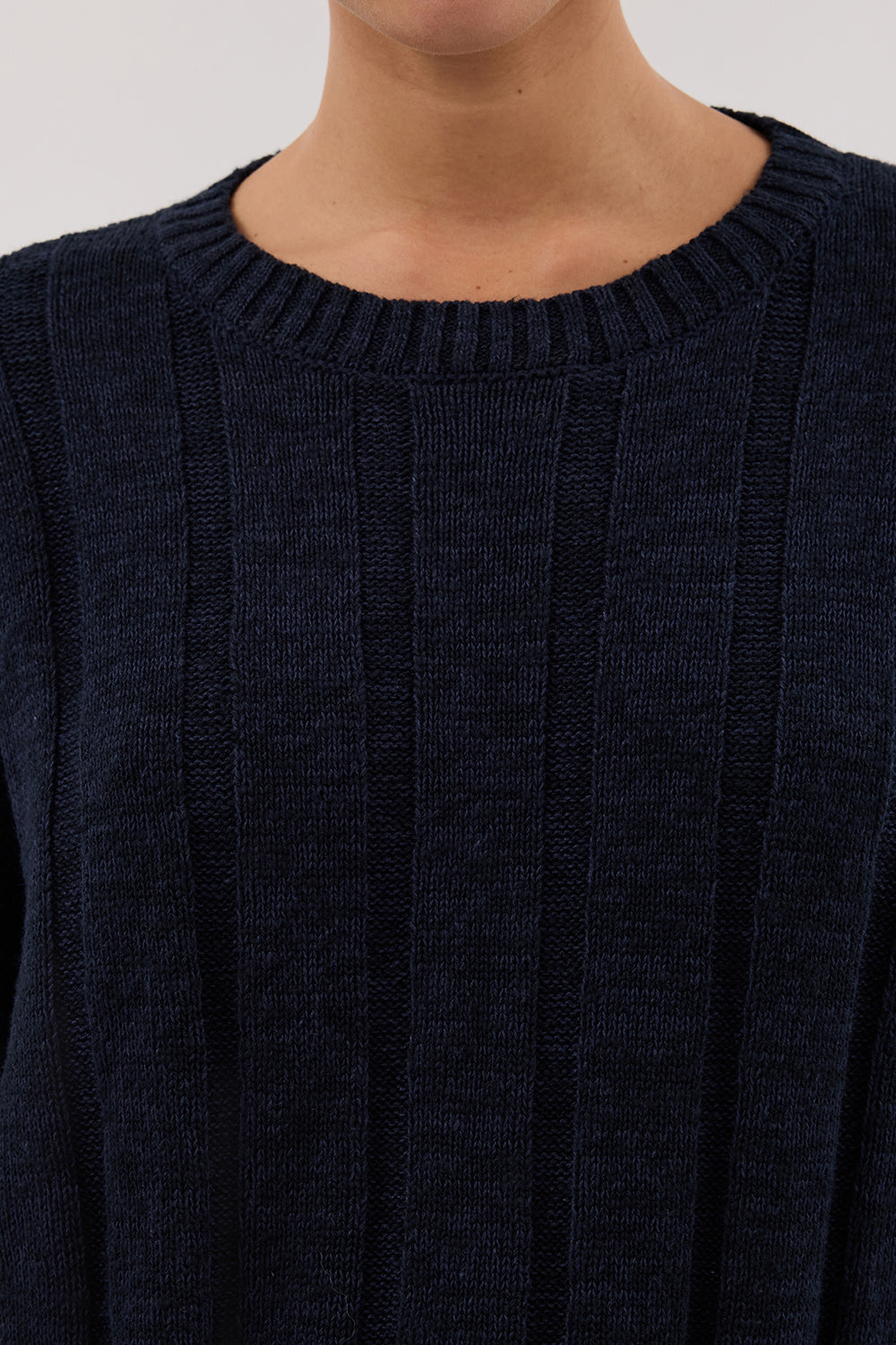 JAZZ INDIGO CREW NECK KNIT TOP