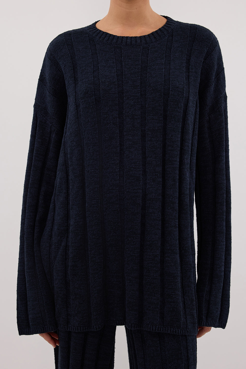 JAZZ INDIGO CREW NECK KNIT TOP