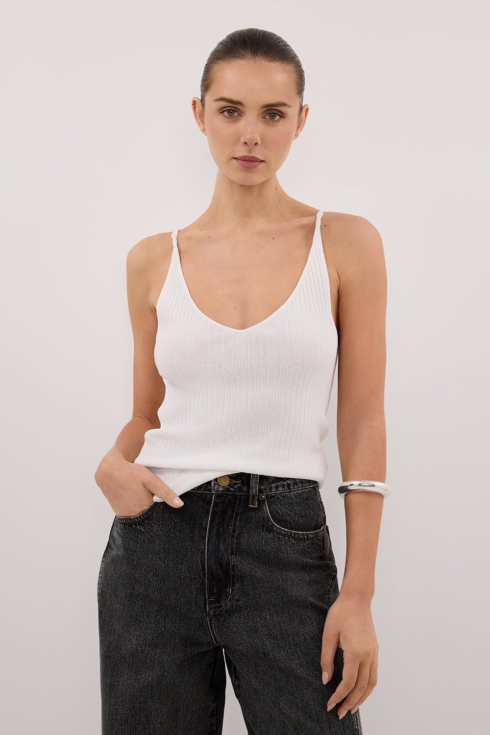 JOY OFF WHITE TWIST KNIT TANK