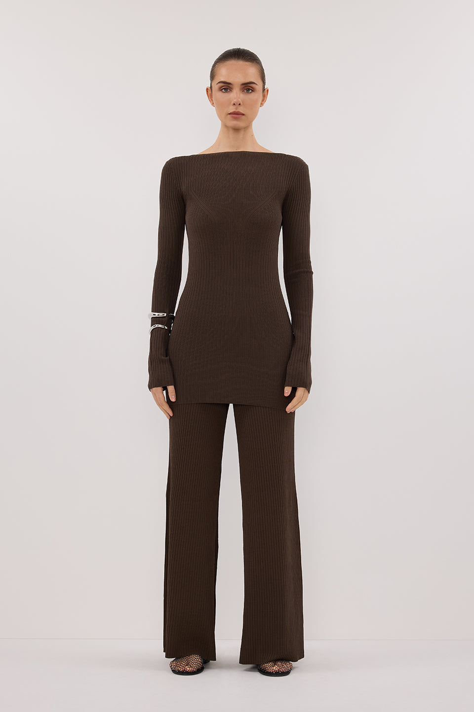 JOY DARK OLIVE LONGLINE KNIT TOP