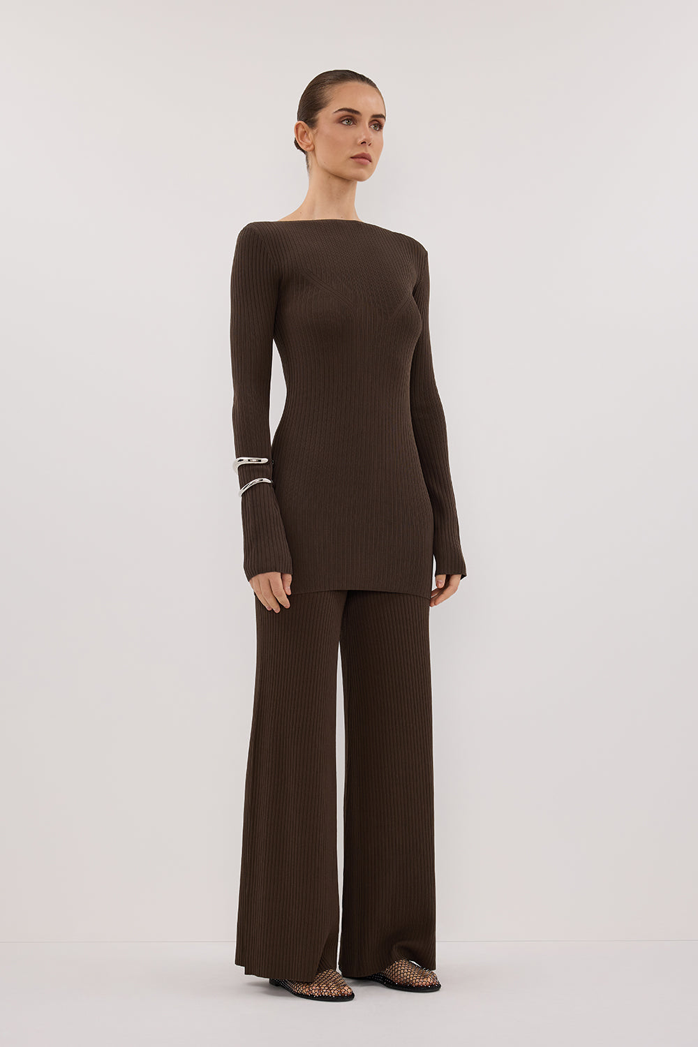 JOY DARK OLIVE LONGLINE KNIT TOP