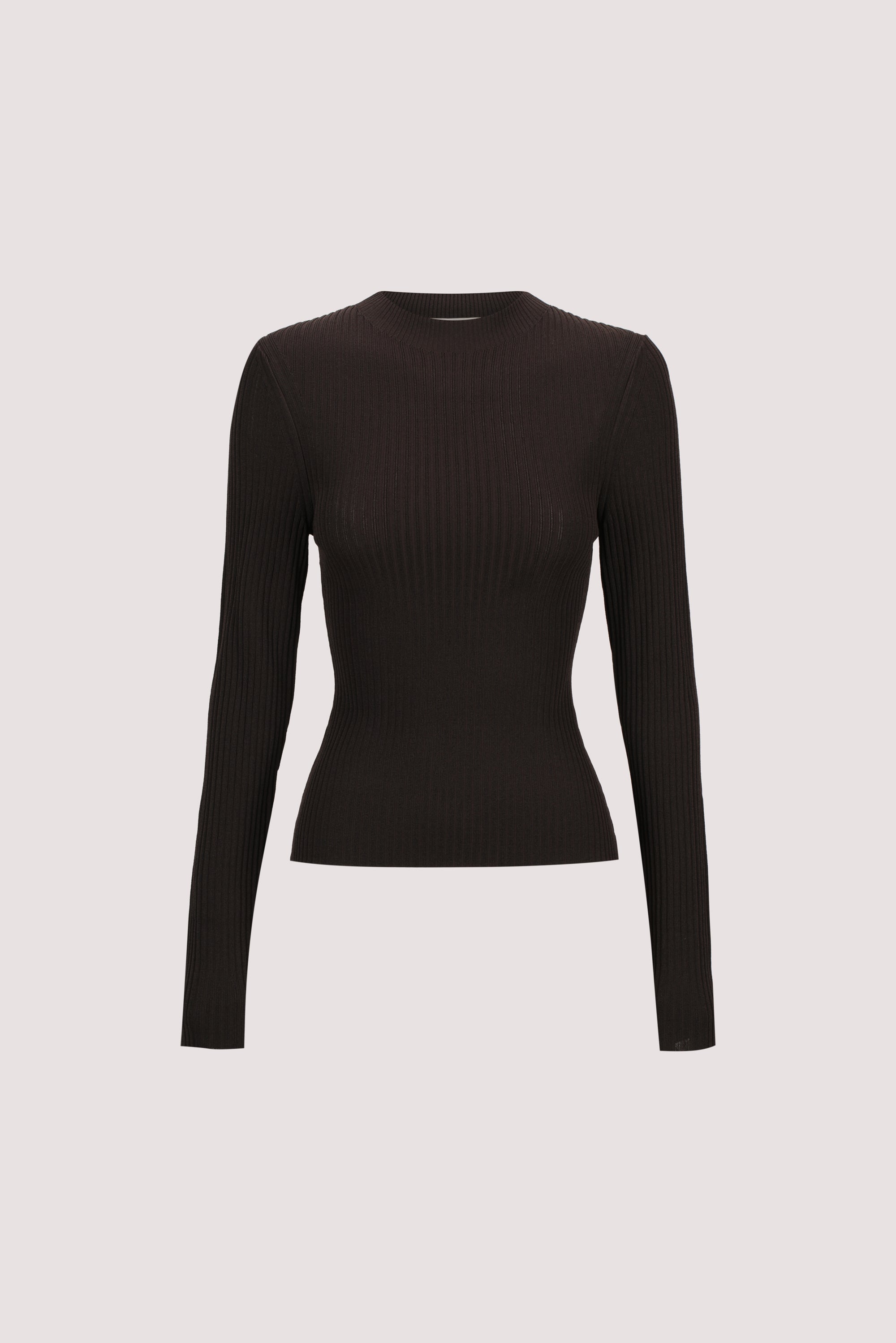 FIORA BITTER CHOC LONG SLEEVE KNIT TOP – DISSH