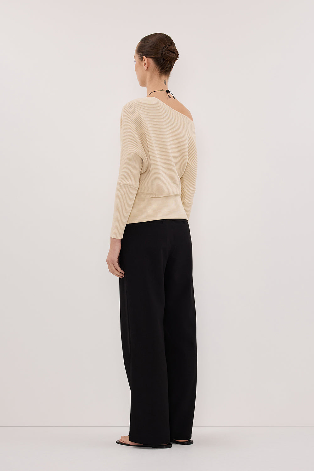 SAGE NATURAL LONG SLEEVE BOAT NECK KNIT TOP