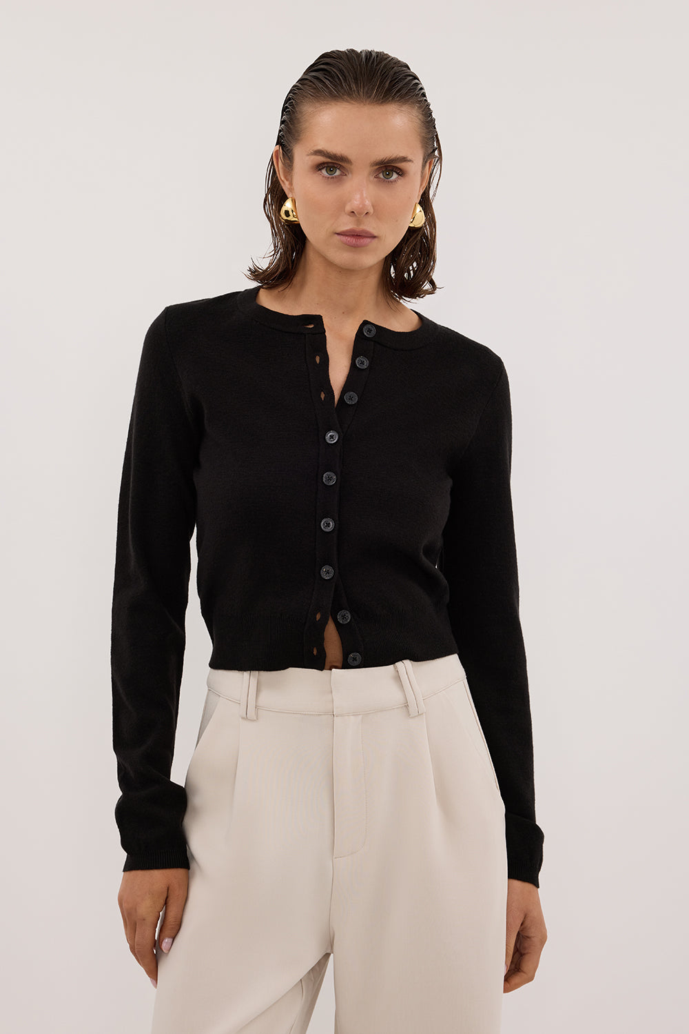 MONACO BLACK LONG SLEEVE CARDIGAN – DISSH