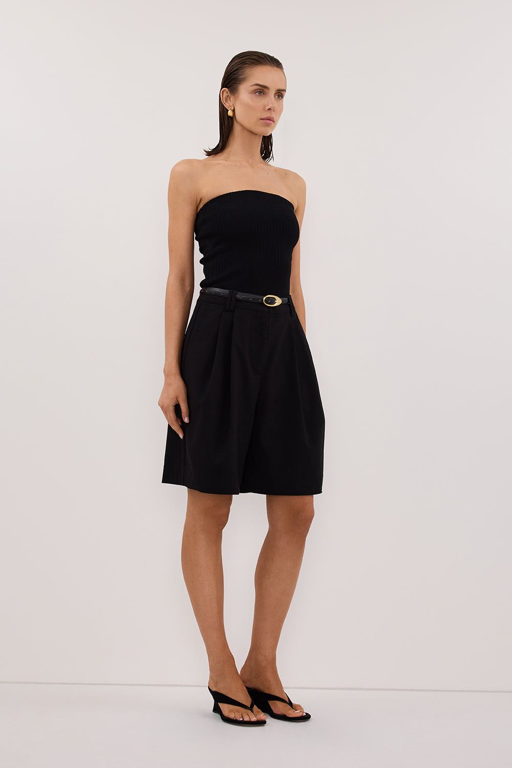 LIMA BLACK STRAPLESS BANDEAU KNIT TOP