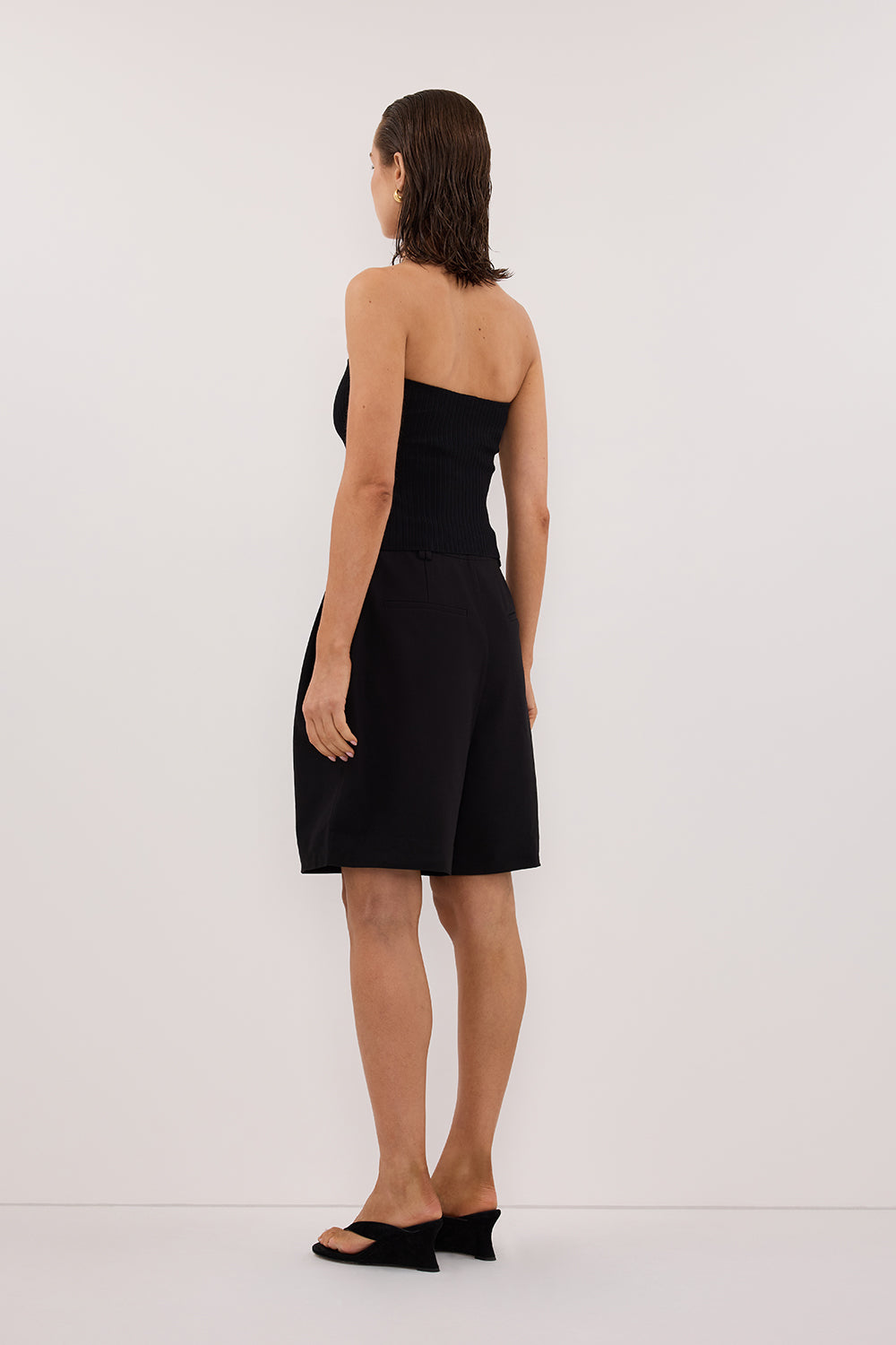 LIMA BLACK STRAPLESS BANDEAU KNIT TOP