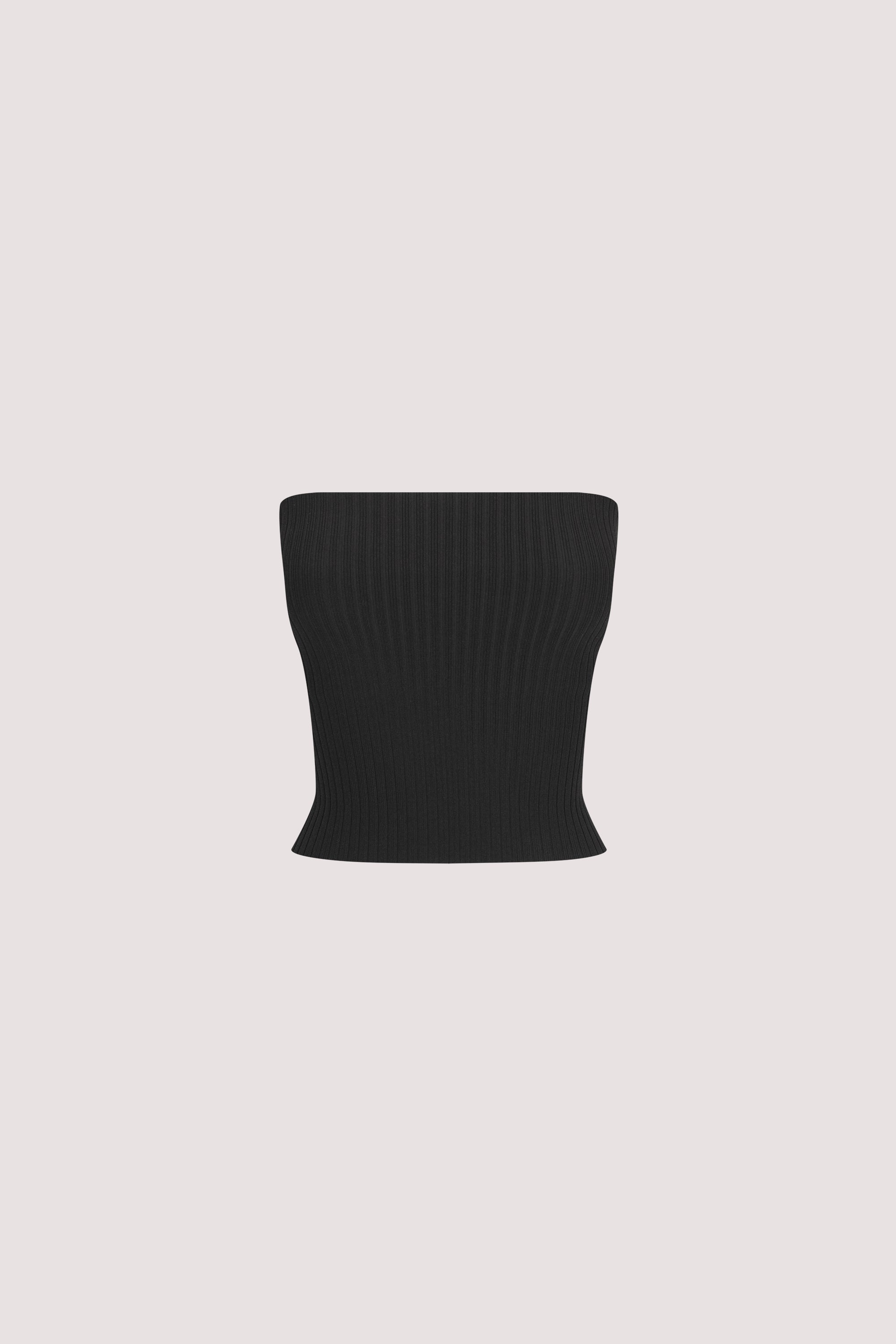 LIMA BLACK STRAPLESS BANDEAU KNIT TOP