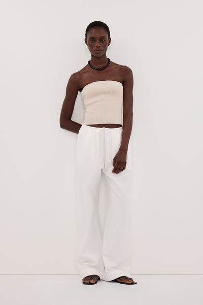 Maguette wearing LIMA BONE STRAPLESS BANDEAU KNIT TOP