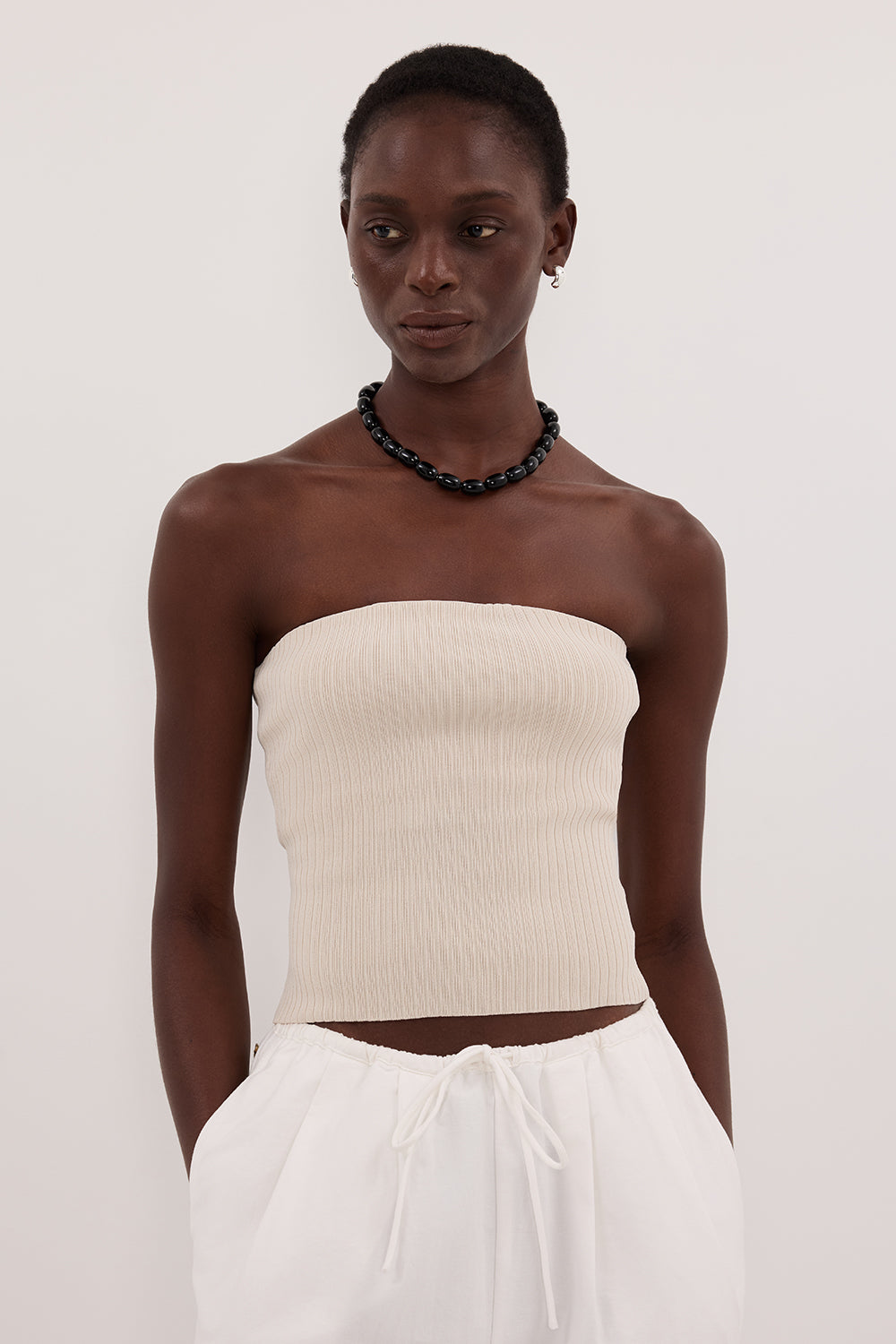 LIMA BONE STRAPLESS BANDEAU KNIT TOP