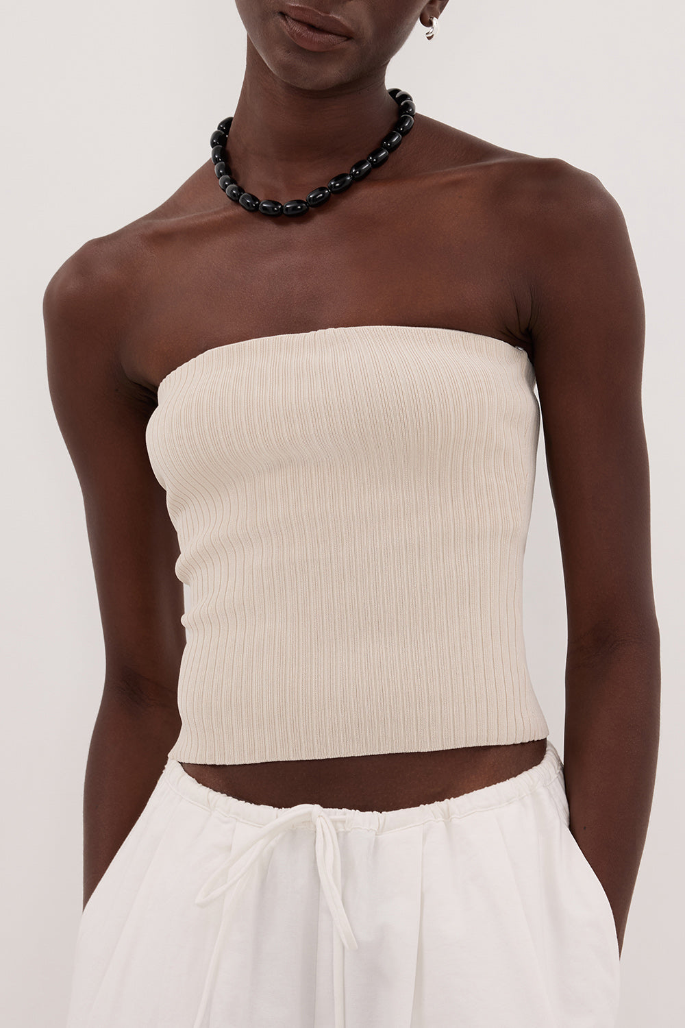LIMA BONE STRAPLESS BANDEAU KNIT TOP
