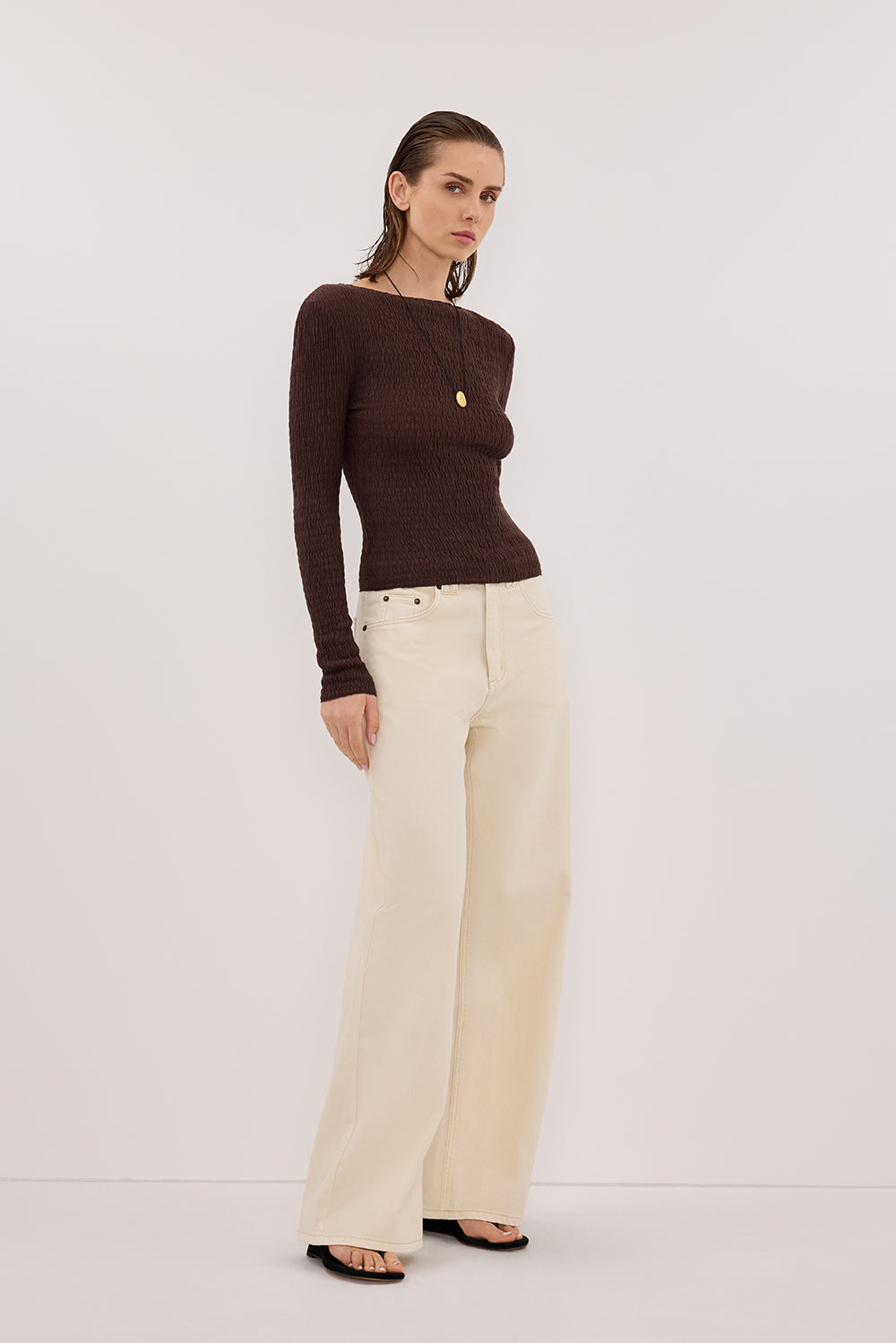 MELISSA CHOC SLEEVED KNIT TOP – DISSH