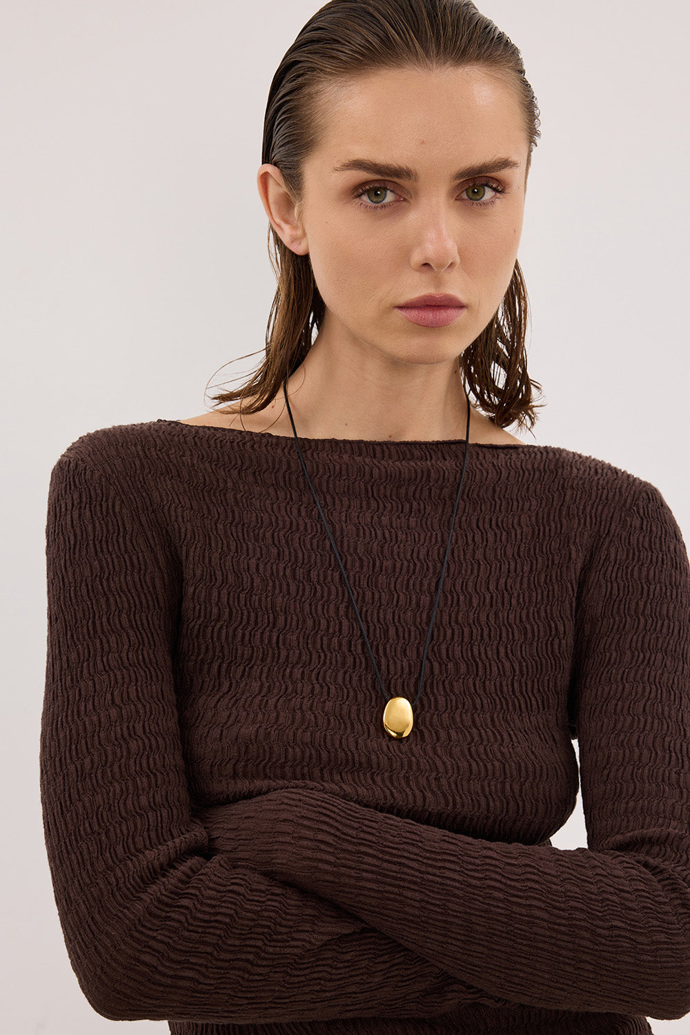 MELISSA CHOC LONG SLEEVE KNIT TOP