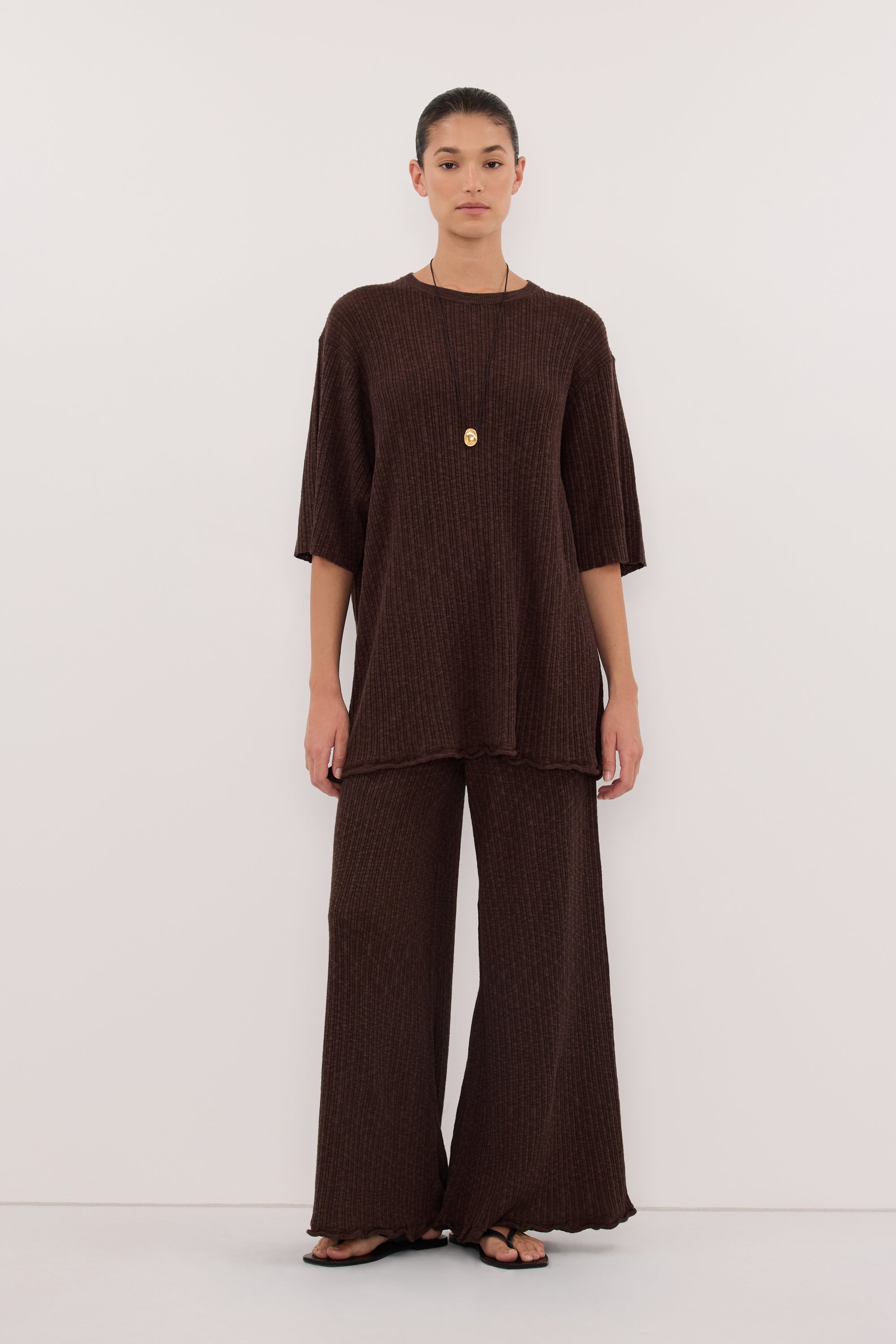 MAX CHOC LONGLINE KNIT TEE