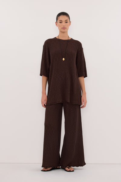 Aude wearing MAX CHOC LONGLINE KNIT TEE