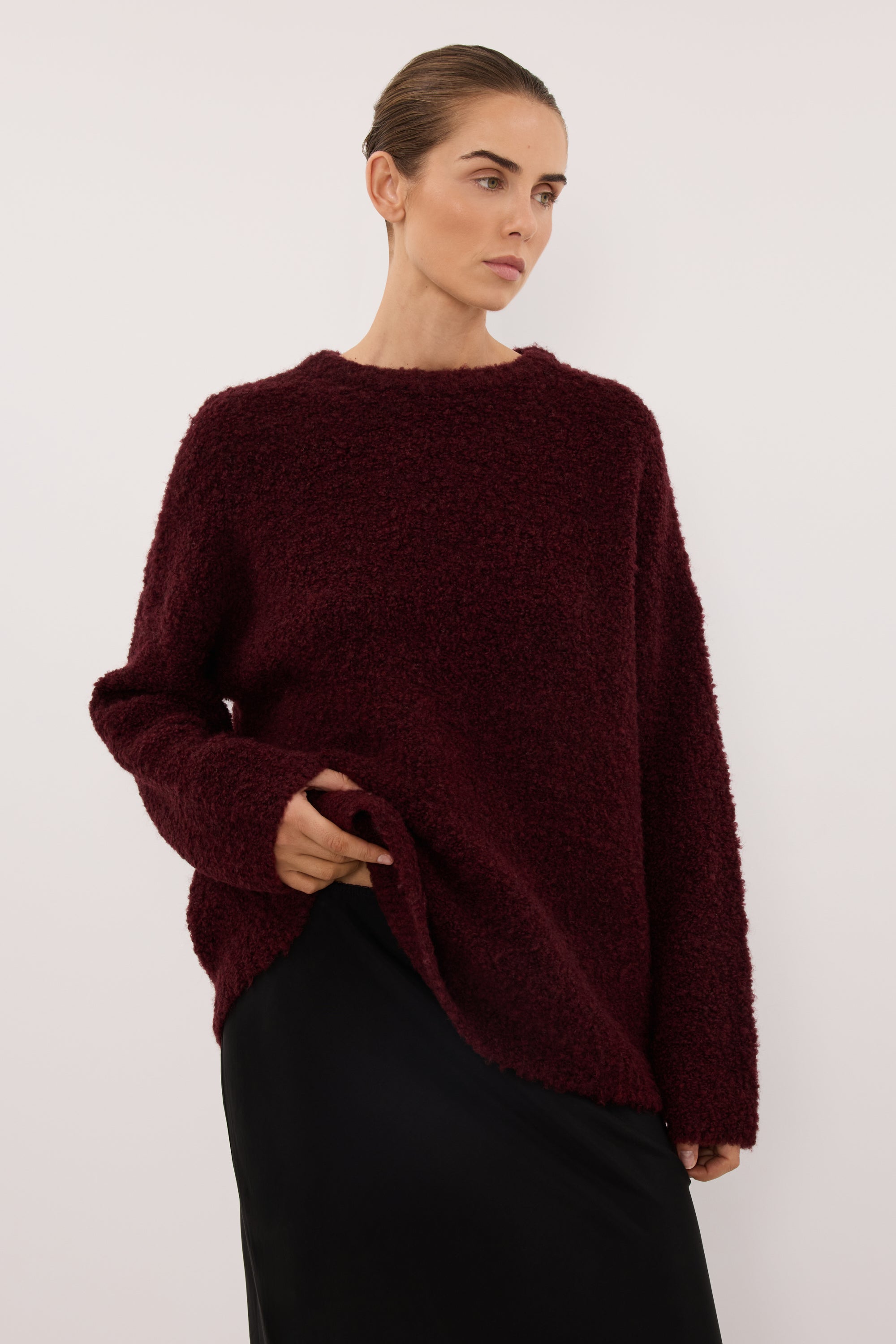 BILLIE WINE TEXTURED KNIT JUMPER