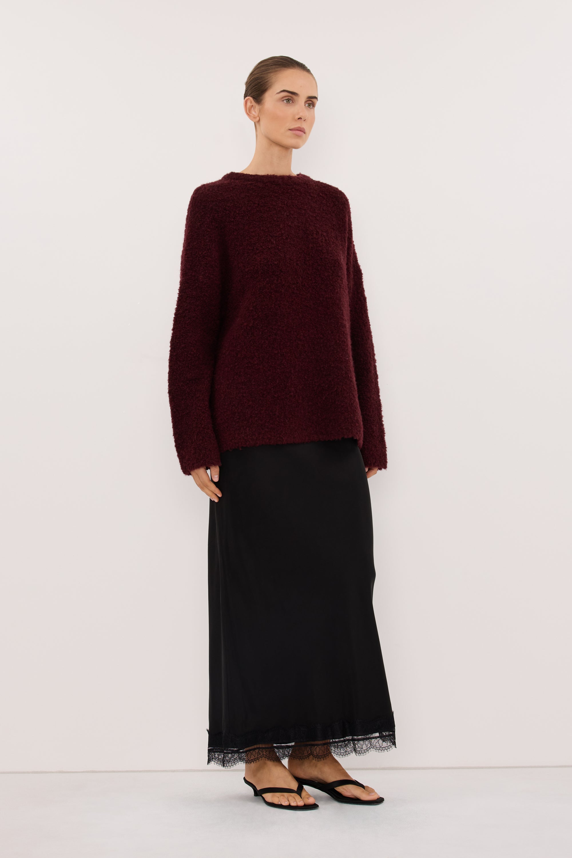 BILLIE WINE TEXTURED KNIT JUMPER