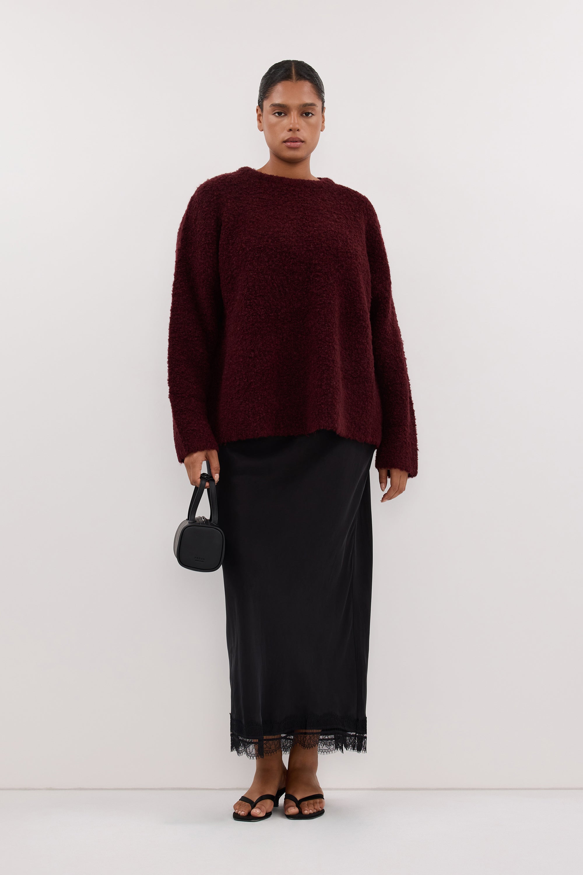 BILLIE WINE TEXTURED KNIT JUMPER