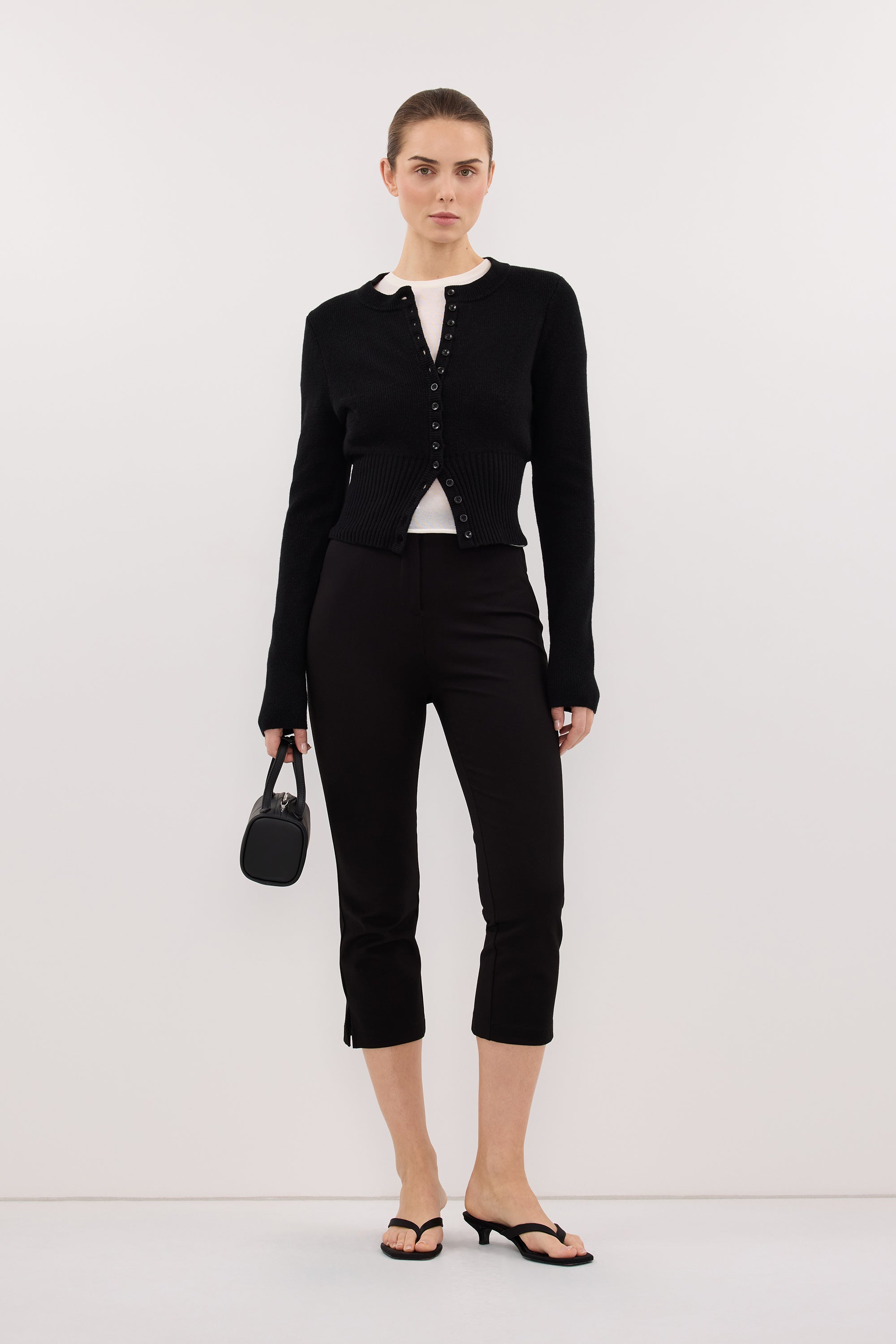 IRIS BLACK CREW KNIT CARDIGAN